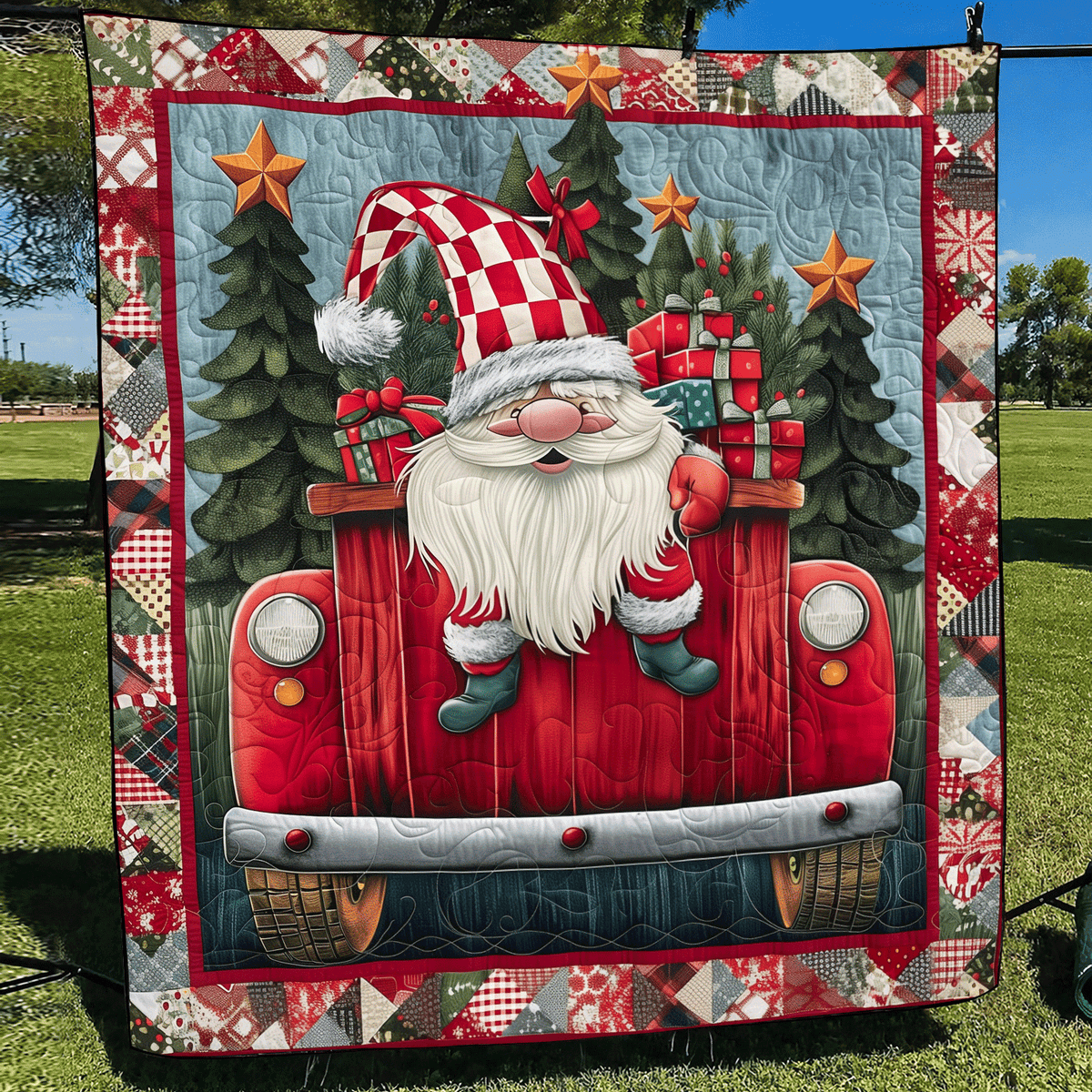 Sweet Gnome Quilted Blanket