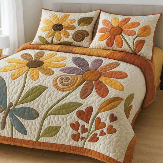 Sweet Blooms 3-Piece Quilted Bedding Set