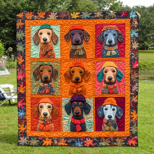 Sweet Dachshund Quilted Blanket
