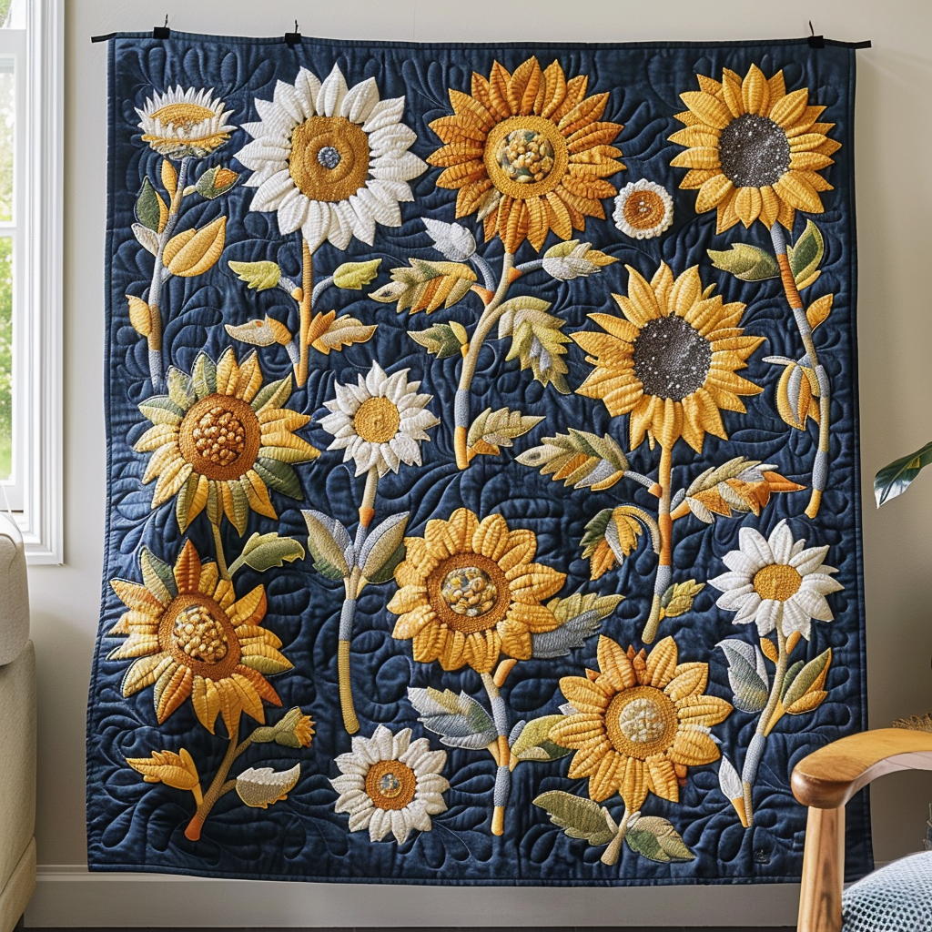 Sweet Sunflowers Quilted Blanket