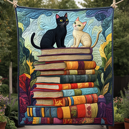 Tale of Two Kitties Quilted Blanket