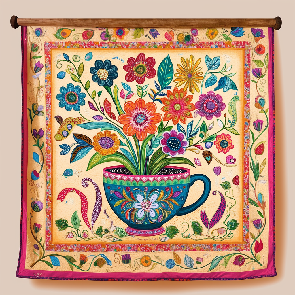 Tea Petals Quilted Blanket