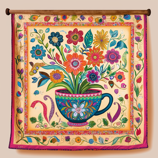 Tea Petals Quilted Blanket