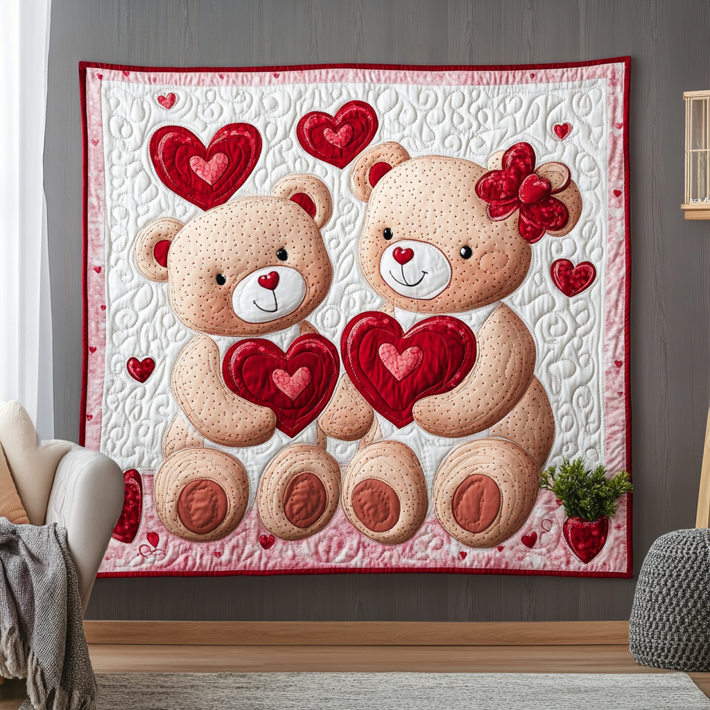 Teddy Love Harmony Quilted Blanket
