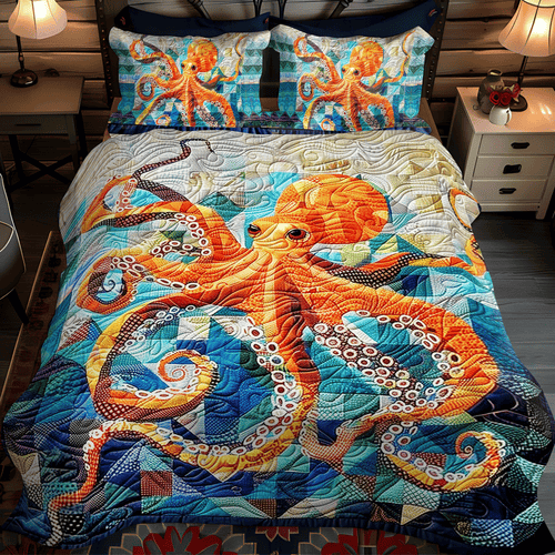 Tentacle Tango 3-Piece  Quilted Bedding Set