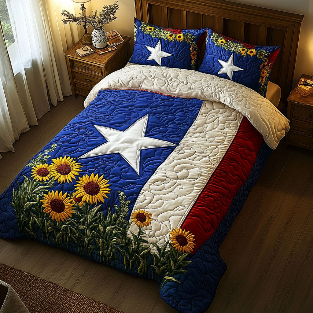 Texas Bloom 3-Piece Quilted Bedding Set