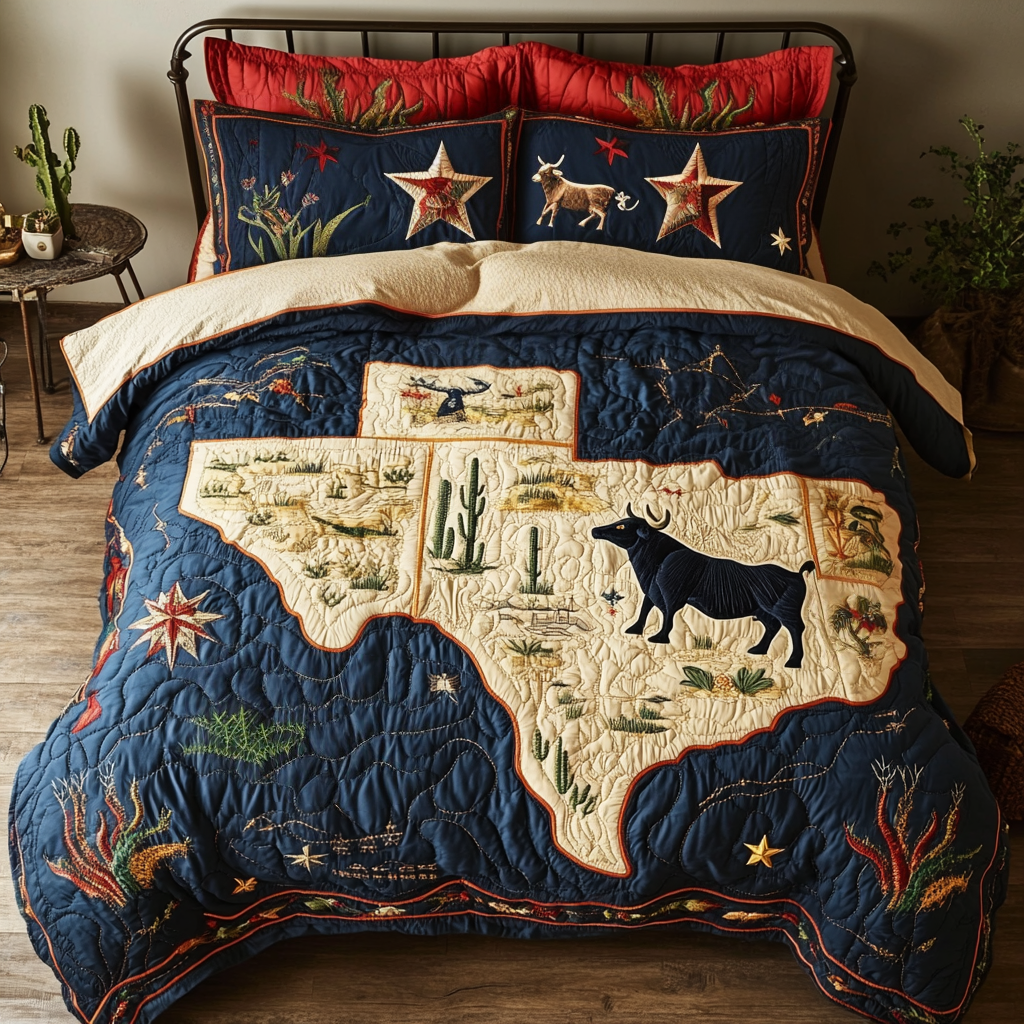 Texas Landscape 3-Piece Quilted Bedding Set