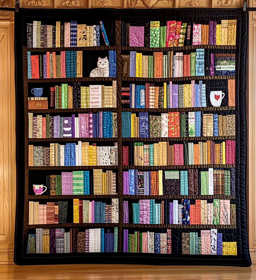 The Bookshelf Beauty Quilted Blanket