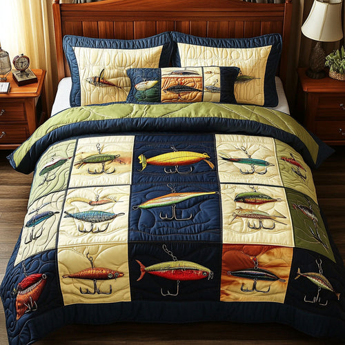 The Fish Lodge 3-Piece Quilted Bedding Set
