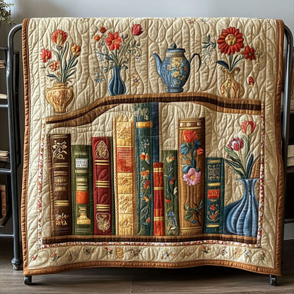 The Flowered Library Quilted Blanket