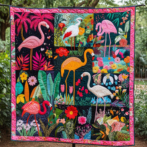 The Graceful Flamingo Quilted Blanket