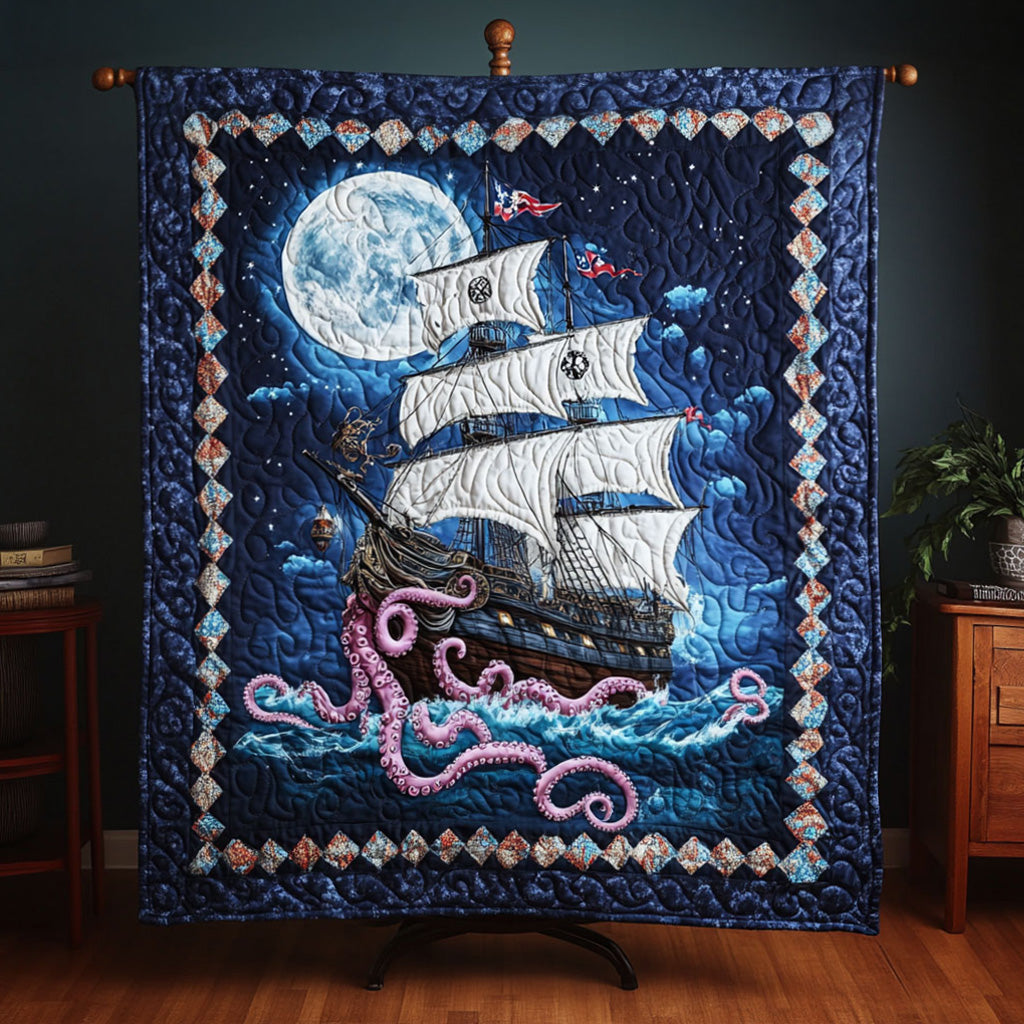 The Krakens Tale Quilted Blanket