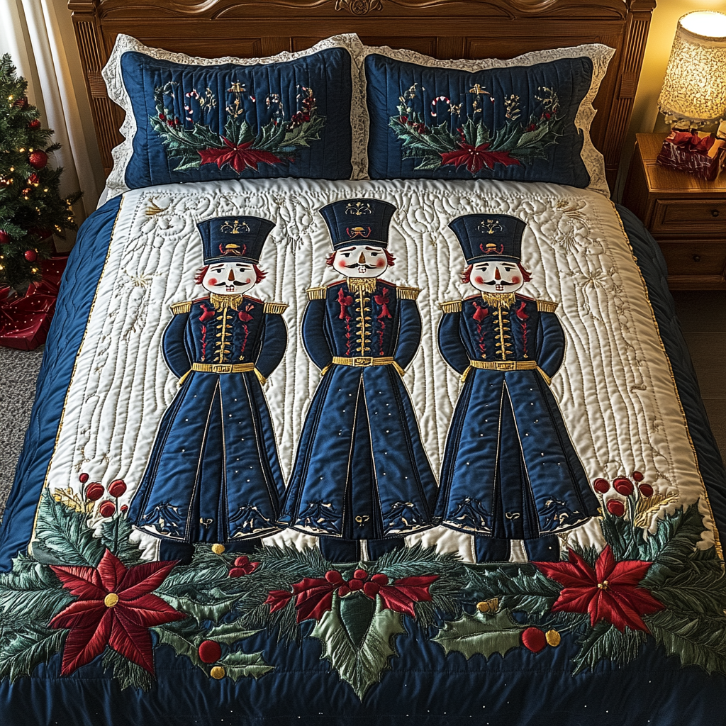 The Regal Nutcracker Touch 3-Piece Quilted Bedding Set