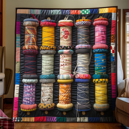 Thread Spool Symphony Quilted Blanket