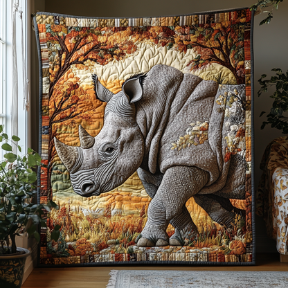 Thundering Rhino Quilted Blanket