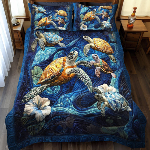 Tidal Journey 3-Piece Quilted Bedding Set