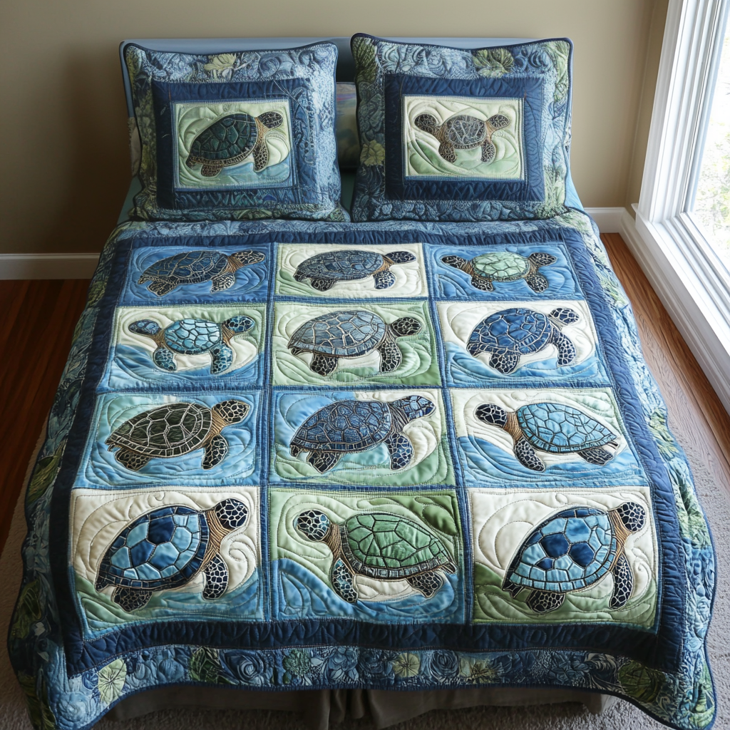 Tidal Serenity 3-Piece Quilted Bedding Set