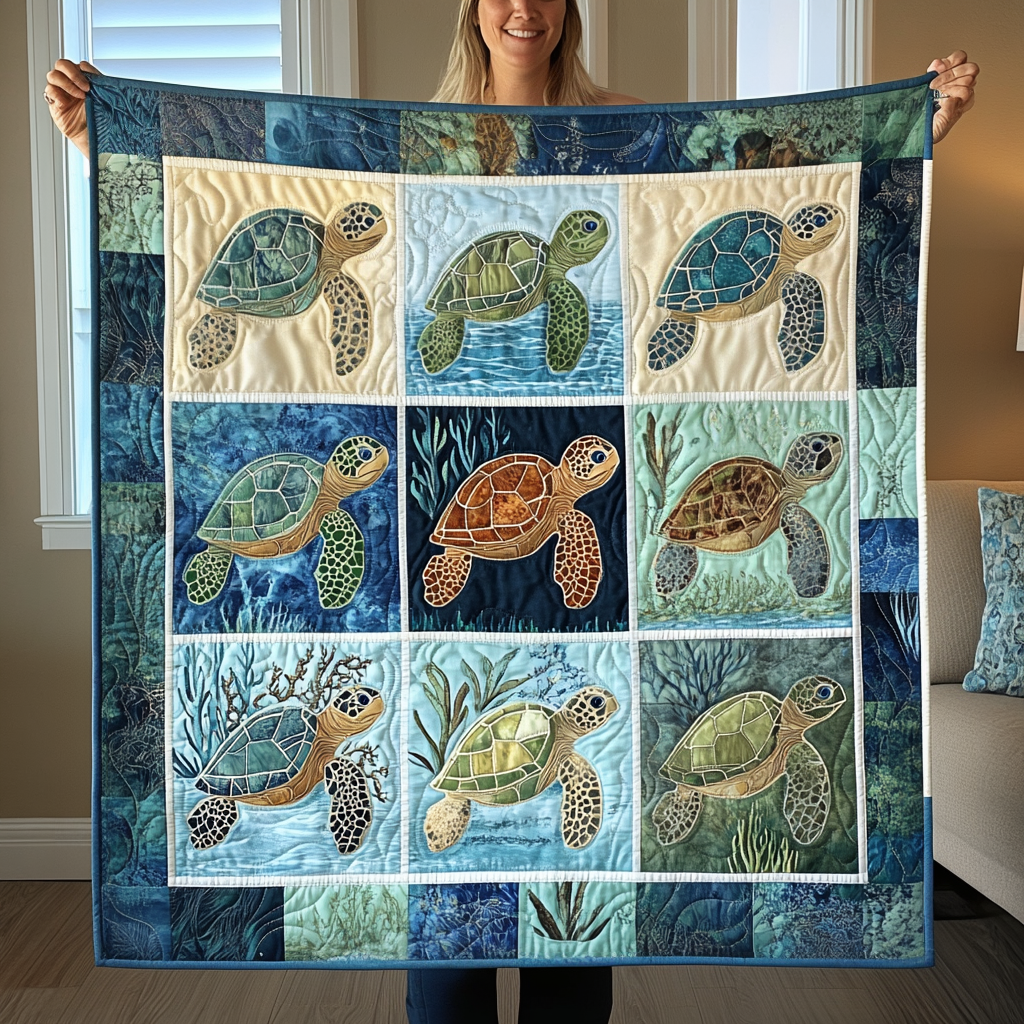 Tidal Tranquility Quilted Blanket