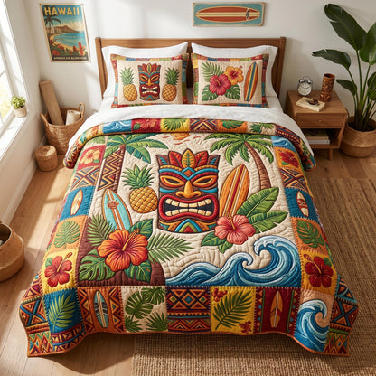 Tiki Ritual 3-Piece Quilted Bedding Set