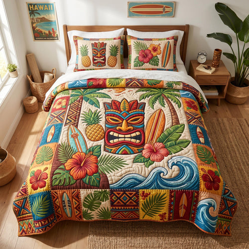 Tiki Ritual 3-Piece Quilted Bedding Set