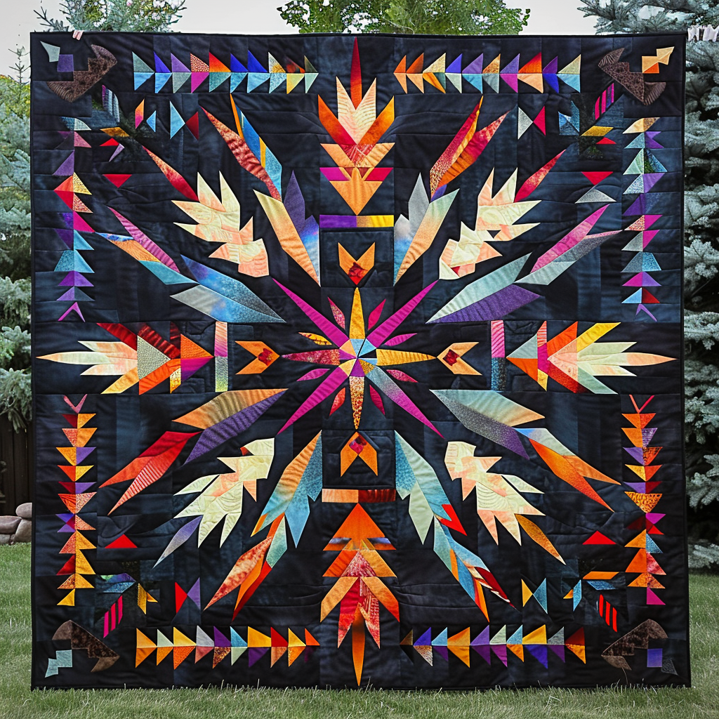 Timeless Feather Quilted Blanket