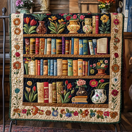 Timeless Bookshelf Dreams Quilted Blanket