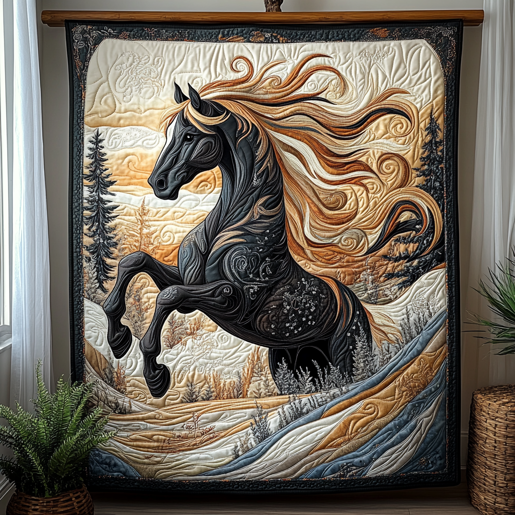 Timeless Hoofbeats Quilted Blanket