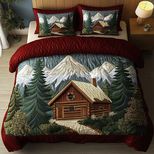 Timeless Log Cabin 3-Piece Quilted Bedding Set