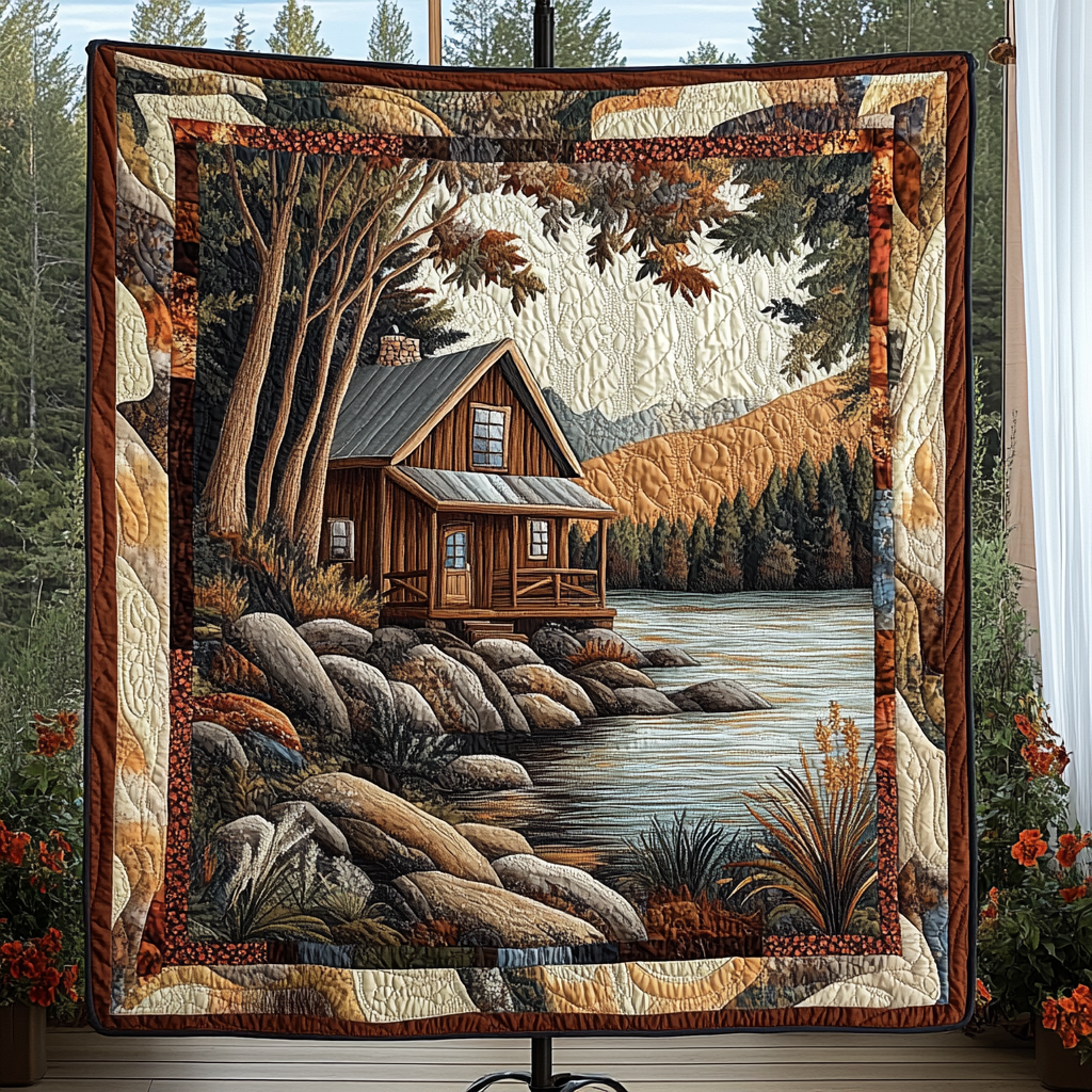 Timeless Log Cabin Quilted Blanket