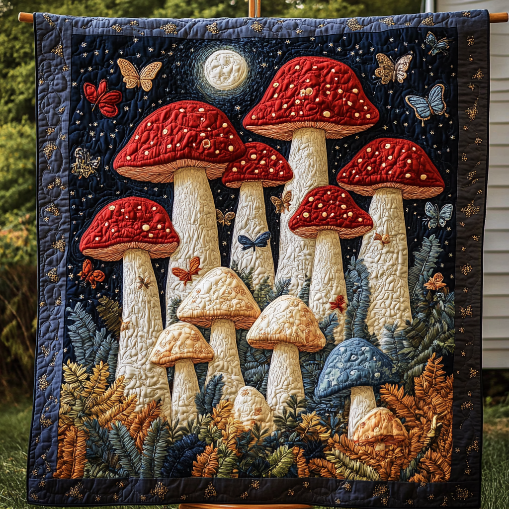 Toadstool Charm Quilted Blanket