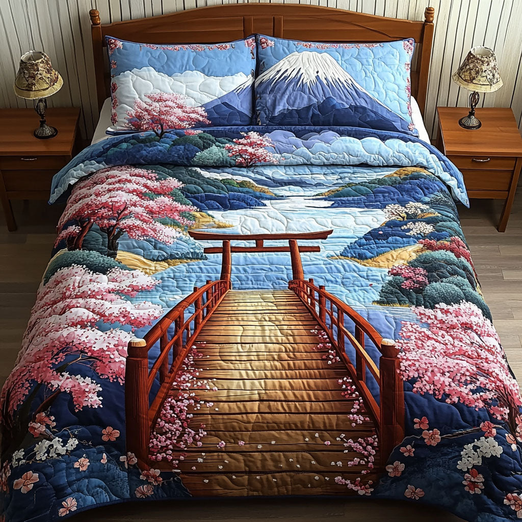 Torii at Dusk 3-Piece Quilted Bedding Set