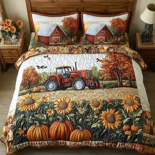 Tractor Dream 3-Piece Quilted Bedding Set