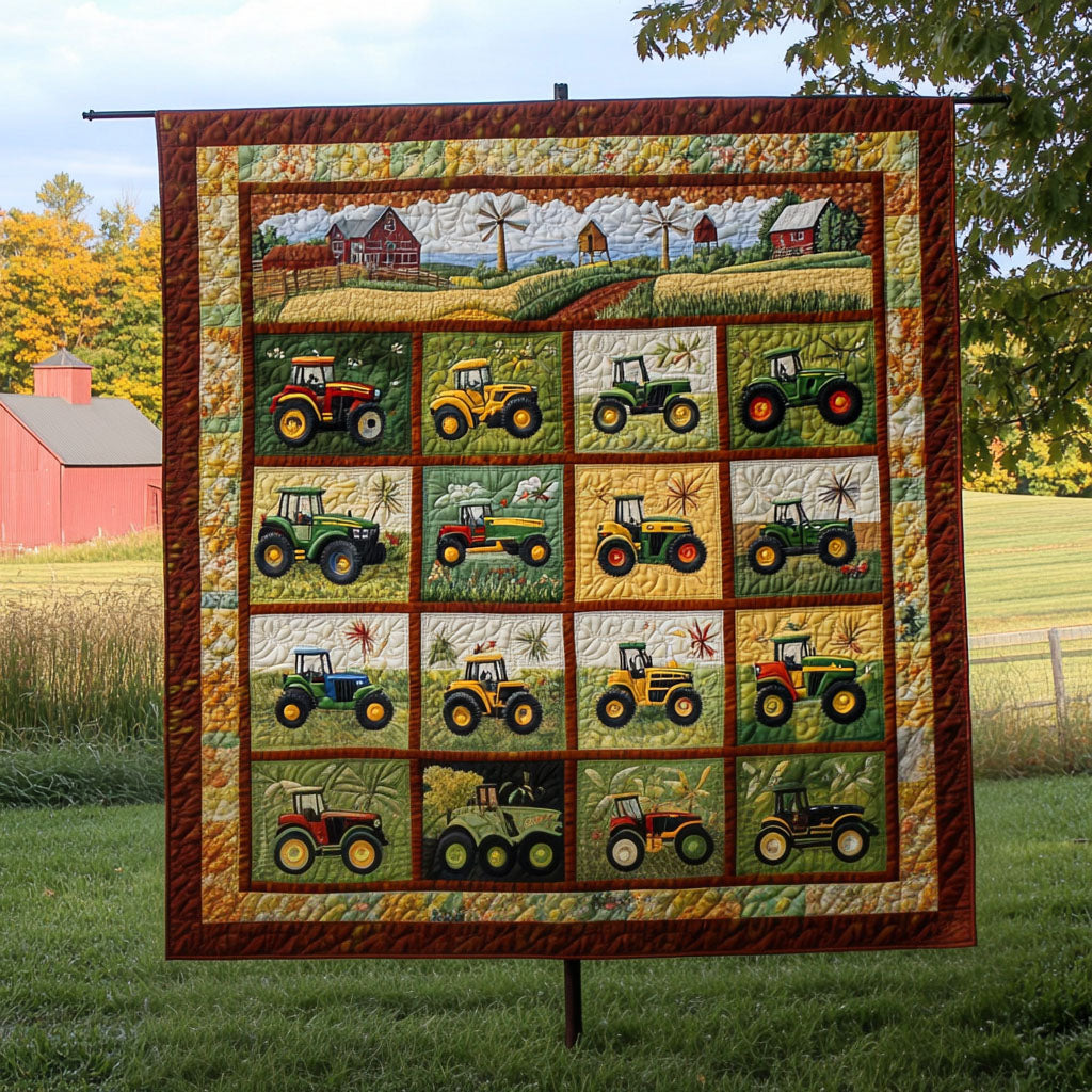 Tractor on the Plains Quilted Blanket