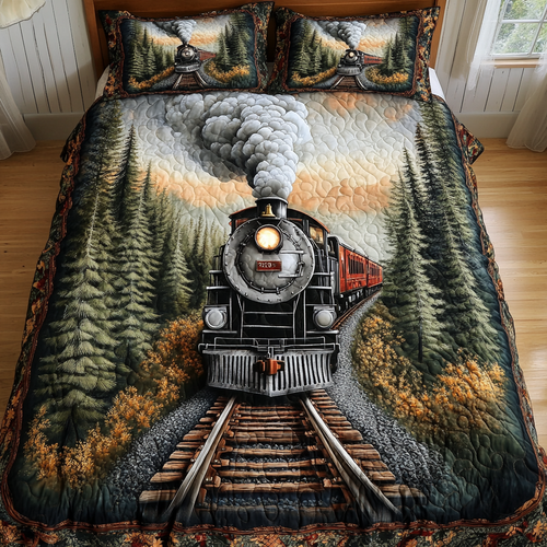 Train Journey 3-Piece Quilted Bedding Set