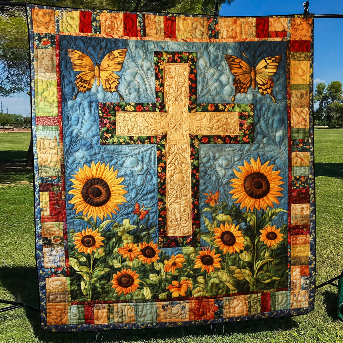 Tranquil Cross Quilted Blanket