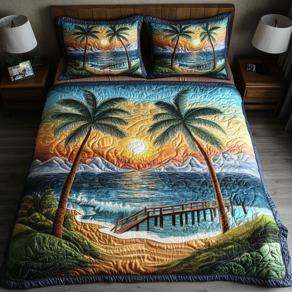 Tranquil Shoreline Retreat 3-Piece Quilted Bedding Set