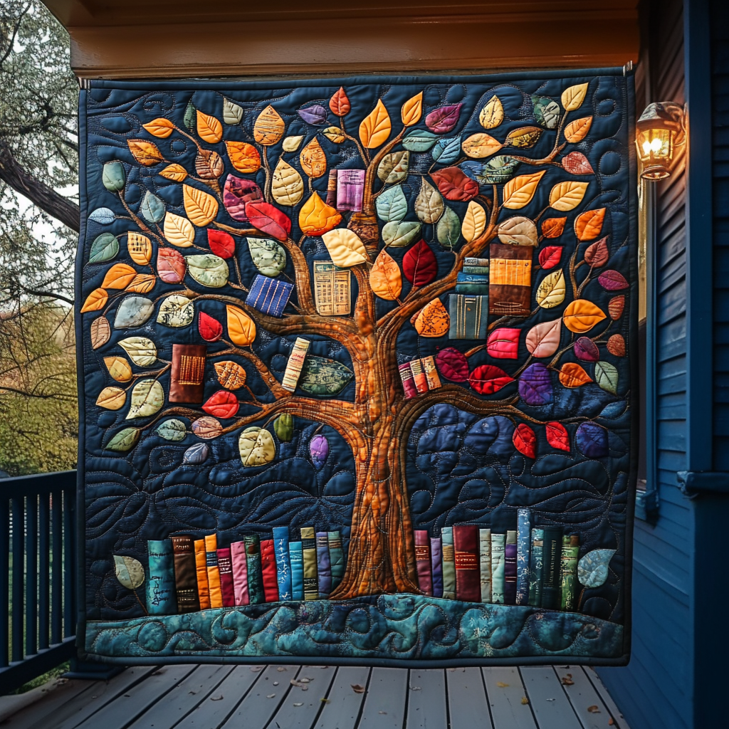 Tree Of Knowledge Quilted Blanket
