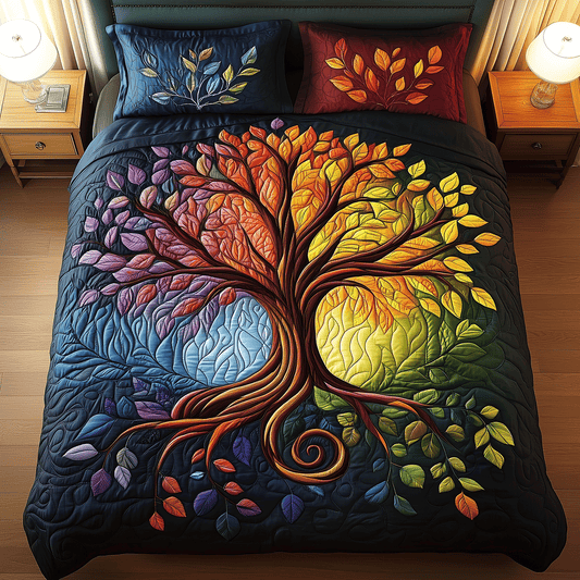 Tree of Harmony 3-Piece Quilted Bedding Set