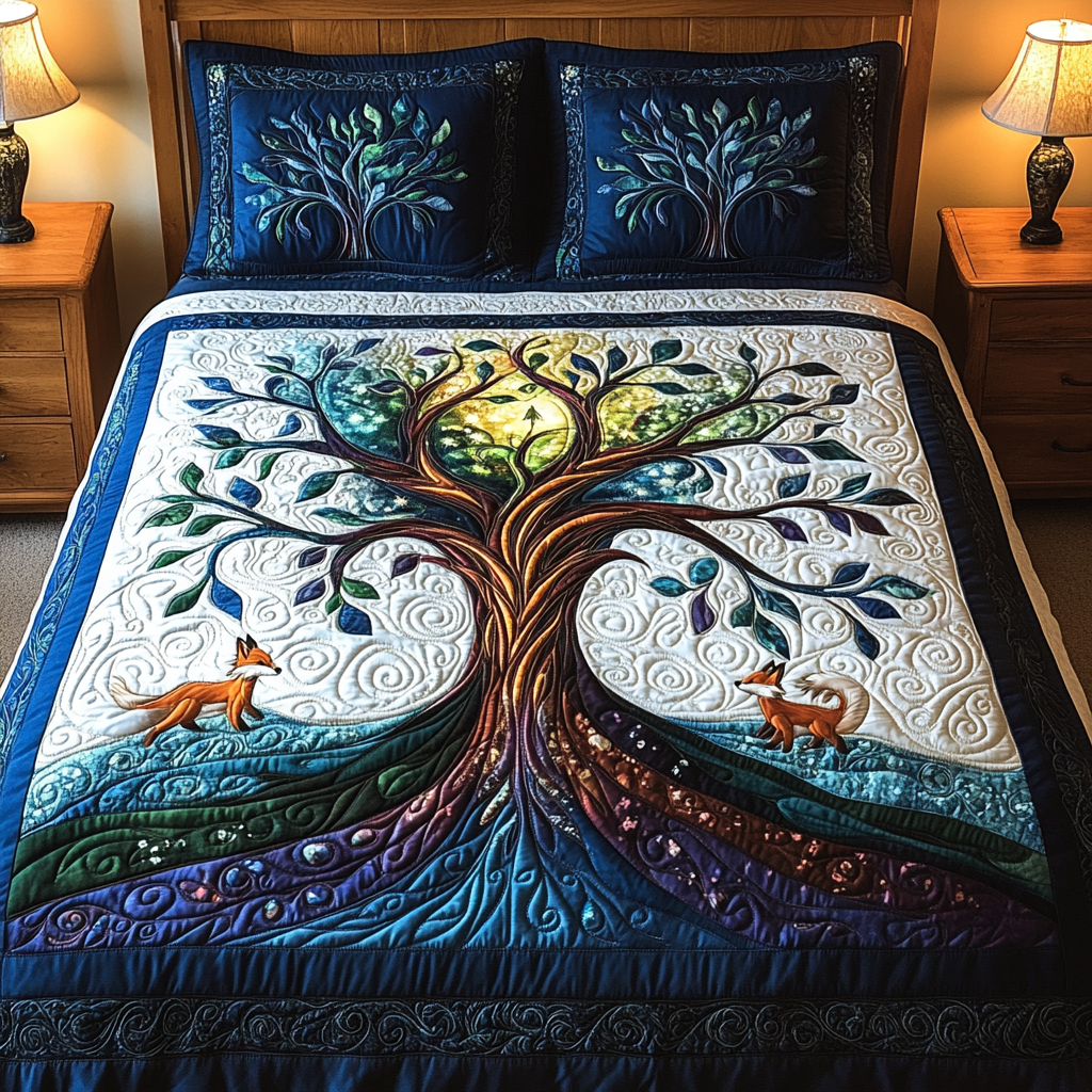 Tree of Tranquility 3-Piece Quilted Bedding Set