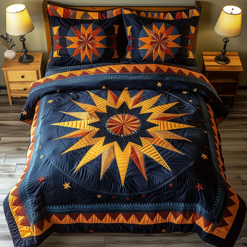 Tribal Sunrise 3-Piece Quilted Bedding Set