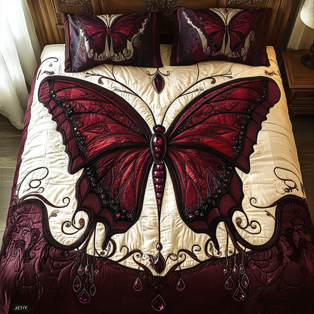 Enchanted Wings 3-Piece Quilted Bedding Set