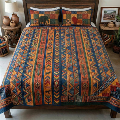 Tribal Lines 3-Piece Quilted Bedding Set