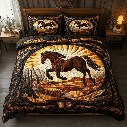 Tribal Mustang 3-Piece Quilted Bedding Set