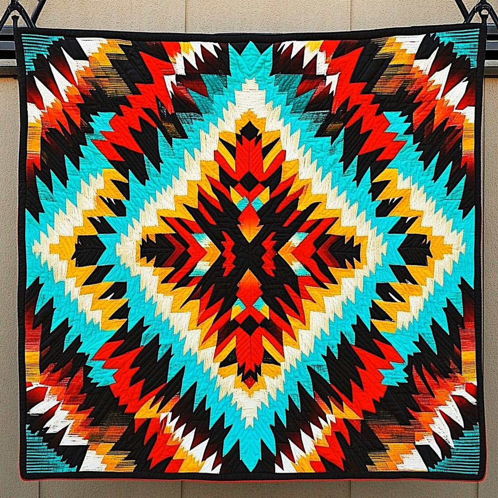 Tribal Sunrise Quilted Blanket