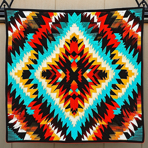 Tribal Sunrise Quilted Blanket