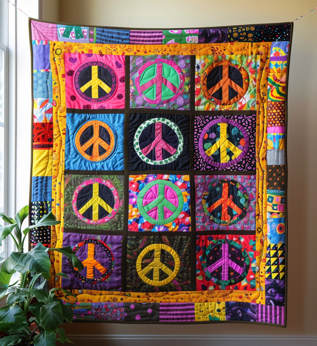 Trippy Tapestry Quilted Blanket
