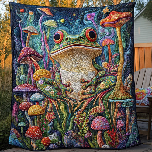 Trippy Toadstool Haven Quilted Blanket