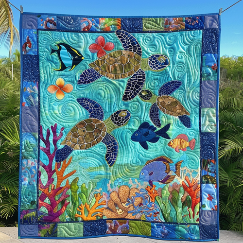 Tropical Reef Retreat Quilted Blanket
