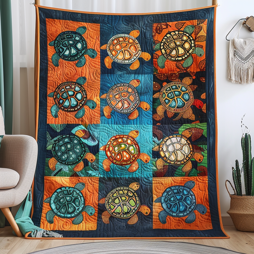 Tropical Turtle Dream Quilted Blanket