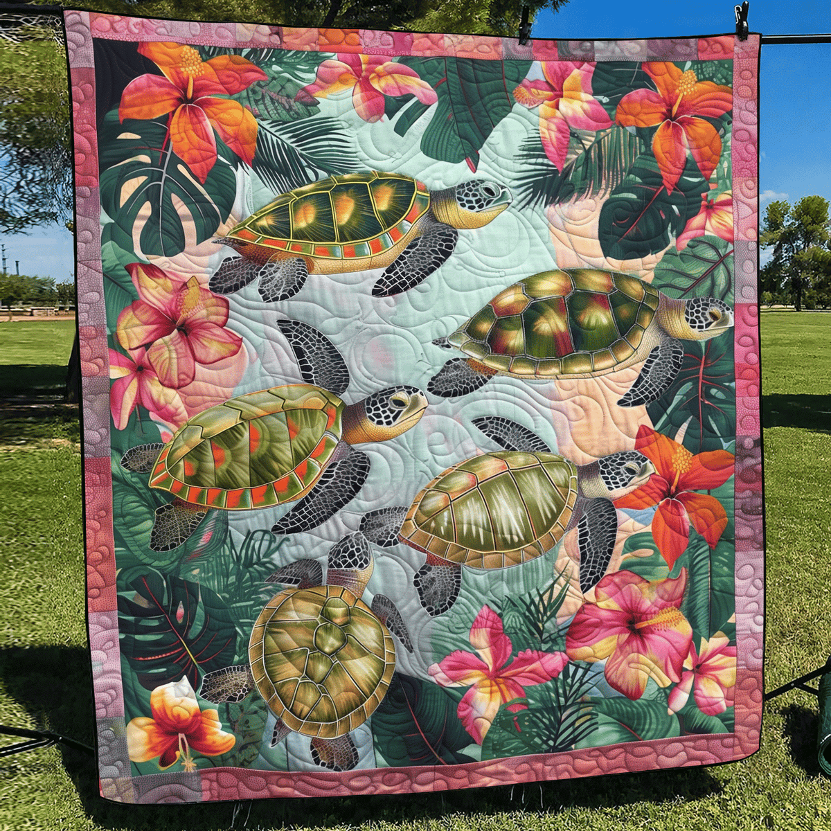 Tropical Turtle Quilted Blanket